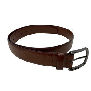 Perry‎ Ellis Brown Tan Bonded Leather Dress  Belt - Silver Buckle - Size 32